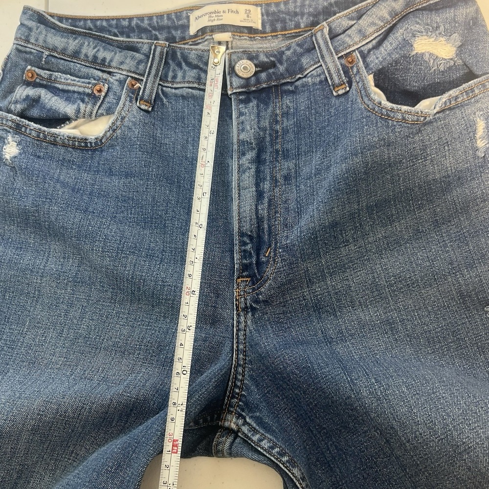 Abercrombie & Fitch The Mom High‎ Rise Tapered Destroy Cropped Jeans Size 29 - Picture 13 of 14